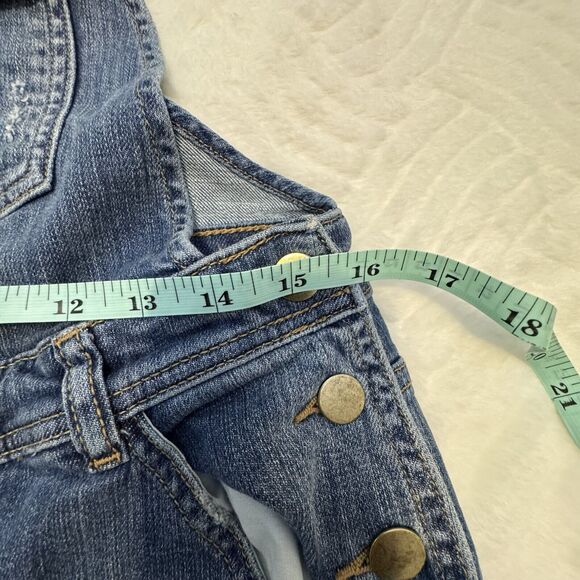 HARPER Overalls Womens MEDIUM Denim Bibs Stretch Distressed Medium Wash - Picture 15 of 16
